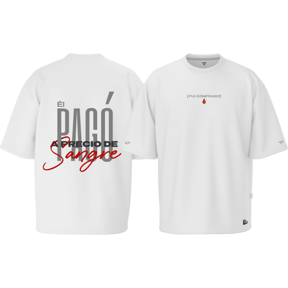 Camiseta ¨A Precio de Sangre¨ - Oversize Blanca