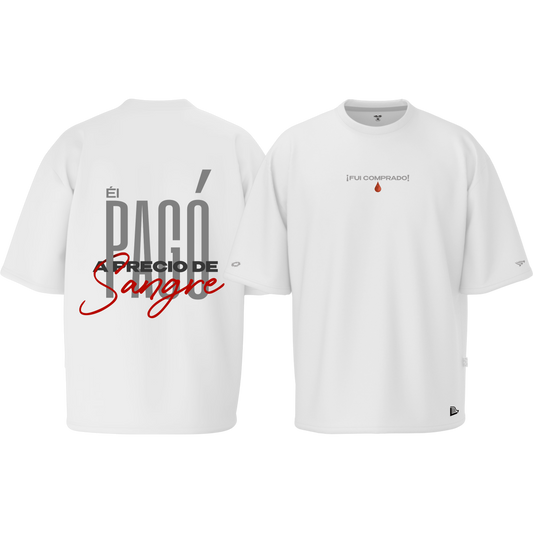 Camiseta ¨A Precio de Sangre¨ - Oversize Blanca