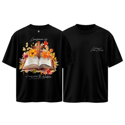 Camiseta Palabras de Vida Eterna - Negra - Oversize/Regular