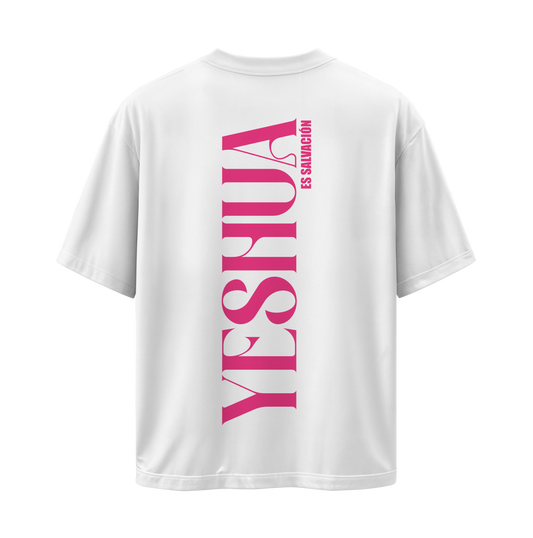 Yeshua HaMashíaj - Oversize Blanca Letras Rosa