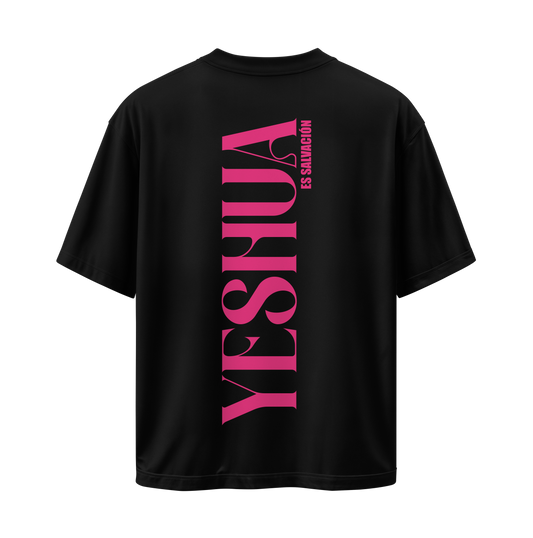 Yeshua HaMashíaj - Oversize Negra Letras Rosa